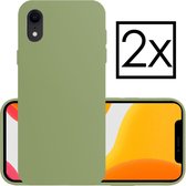 Hoes voor iPhone XR Hoesje Back Cover Siliconen Case Hoes - Groen - 2x