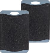Set van 2x stuks kunststof snijplanken met graniet look 36 x 27 cm - Keukenbenodigdheden - Plastic snijplanken