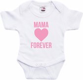 Mama forever roze hart tekst baby rompertje wit jongens en meisjes - Kraamcadeau/ Moederdag cadeau - Babykleding 56 (1-2 maanden)