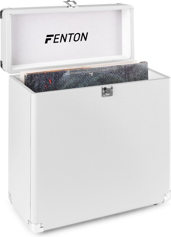 Platenkoffer - Fenton RC30 platenkoffer voor 30 - 35 platen - Geschikt voor alle formaten - Flanellen voering - Wit