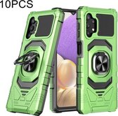 Voor Samsung Galaxy A32 5G 10 PCS Union Armor Magnetische PC + TPU Shockproof Case met 360 Graden Rotatie Ring Houder (Smaragdgroen)