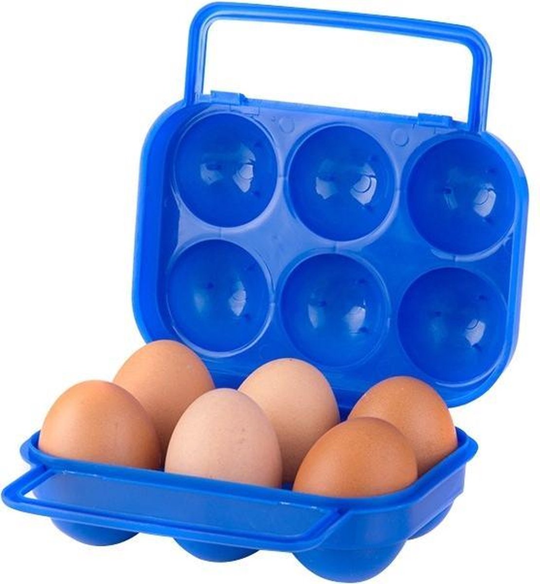 Plastic Eierdoos voor 6 Eieren Blauw Ei Opberg Bakje Draagbaar