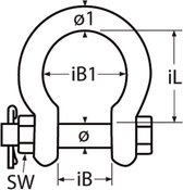 Harpsluiting met borgbout 6,4 mm RVS-316