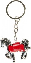 sleutelhanger paard junior 5 cm zilver/rood