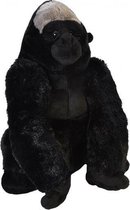 knuffel gorilla junior 62 cm pluche zwart/grijs