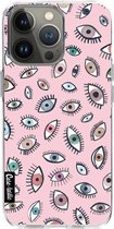 Casetastic Apple iPhone 13 Pro Hoesje - Softcover Hoesje met Design - Eyes Pink Print