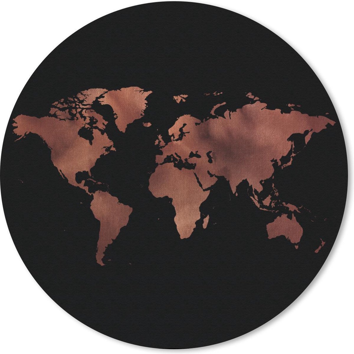 Muismat rond 40x40 cm - Mousepad Wereldkaart - Schaduw - Bruin - Ronde muismatten