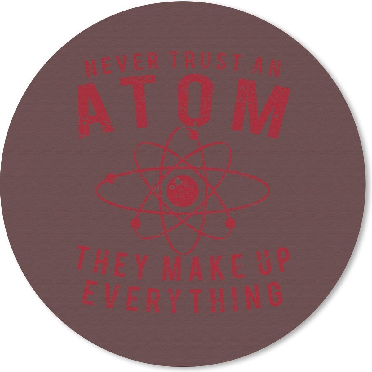 Muismat rond 50x50 cm - Mousepad Atomen - Vintage - Rood - Ronde muismatten