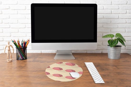 Muismat rond 40x40 cm - Mousepad Zomer - Parasol - Pastel - Ronde muismatten