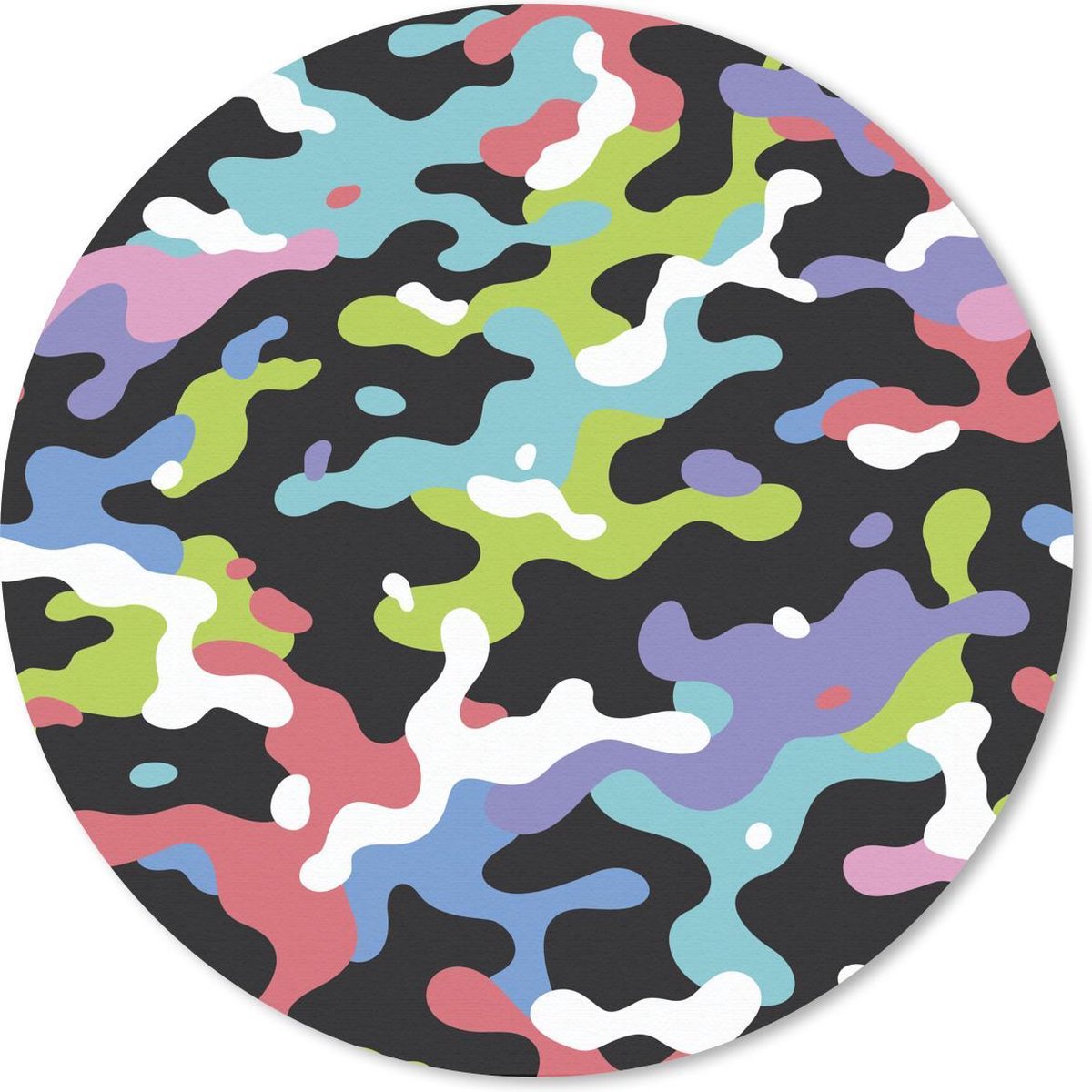 Muismat rond 40x40 cm - Mousepad Kleurrijk camouflage patroon - Ronde muismatten
