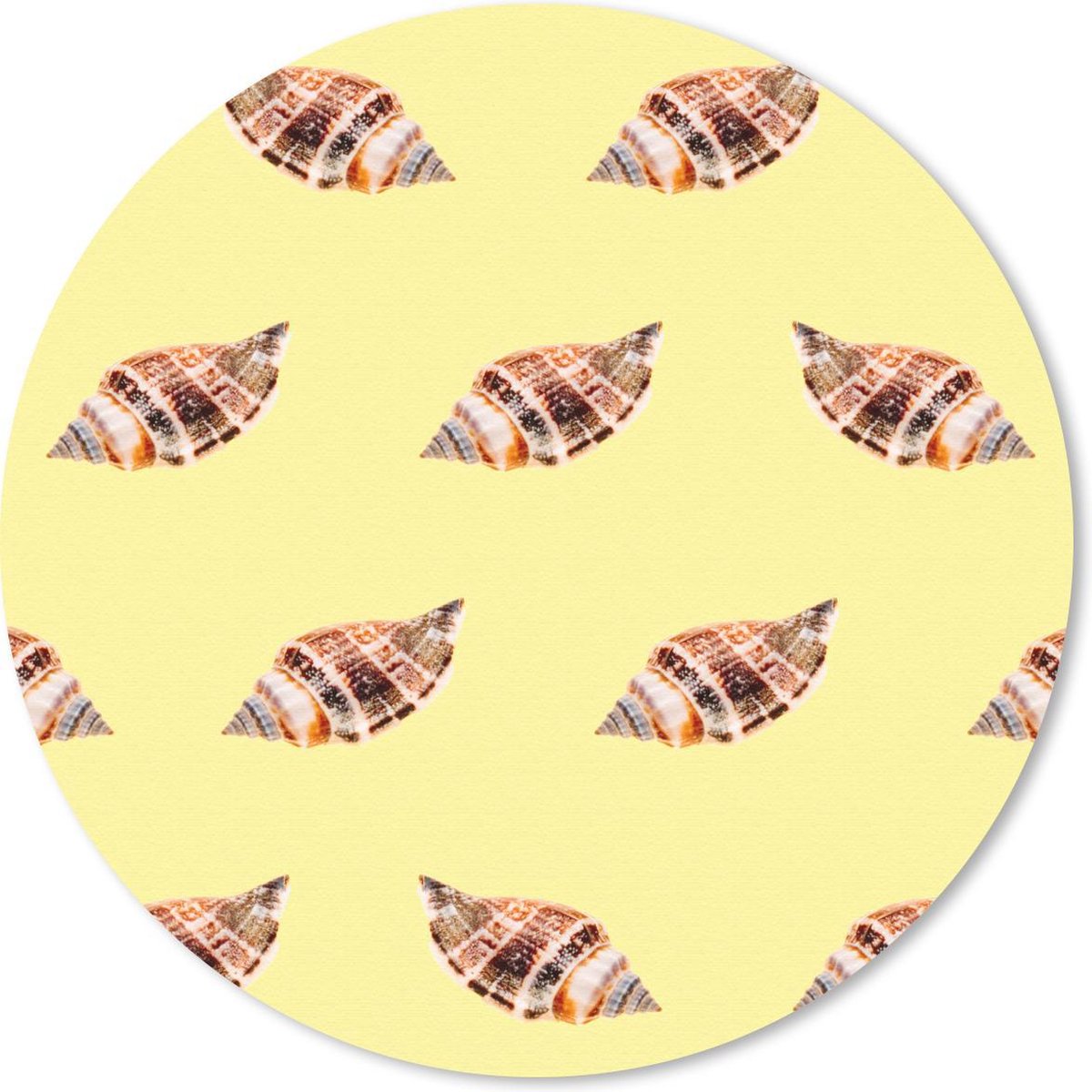 Muismat rond 40x40 cm - Mousepad Schelpen - Patronen - Geel - Ronde muismatten