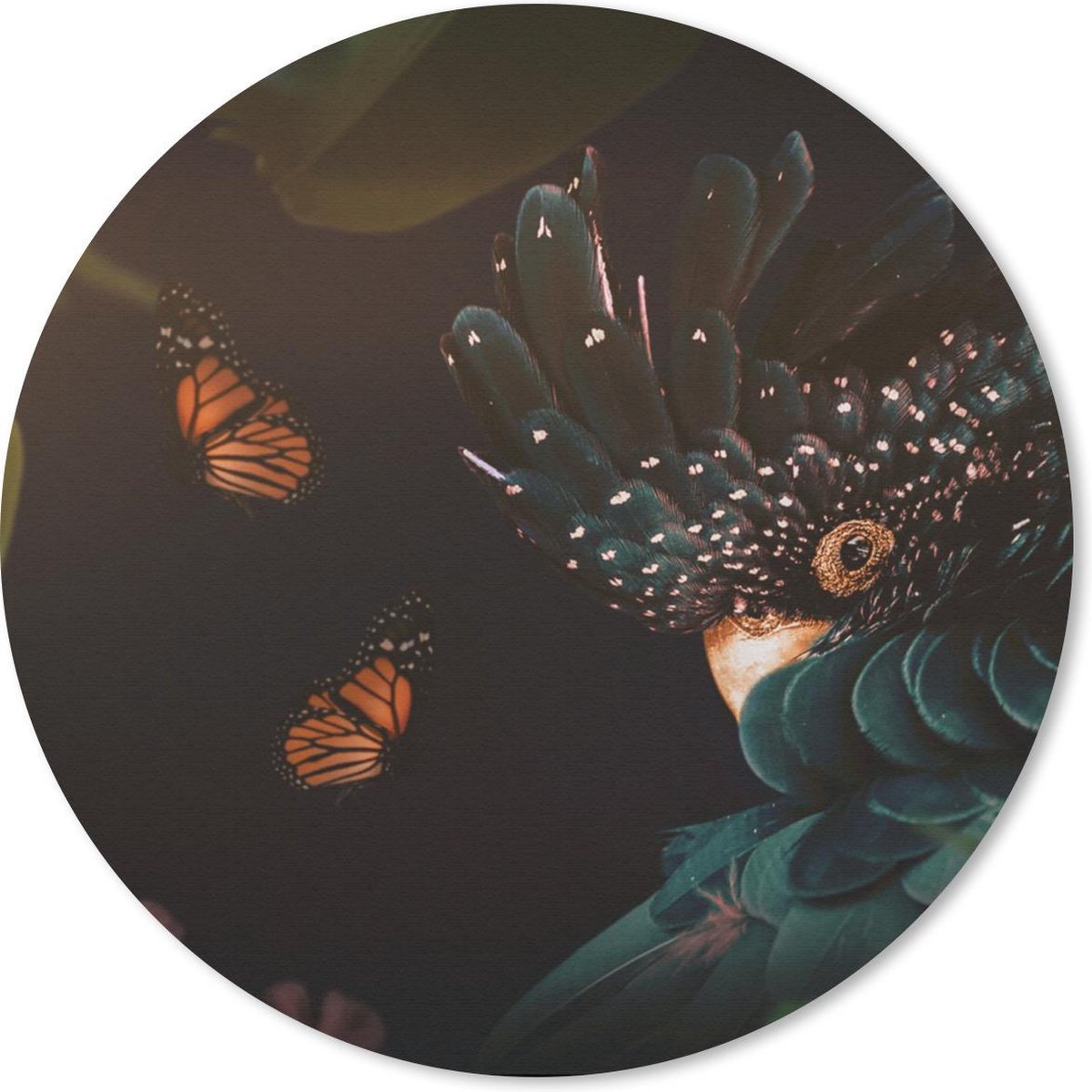 Muismat rond 50x50 cm - Mousepad Vlinders - Planten - Jungle - Ronde muismatten
