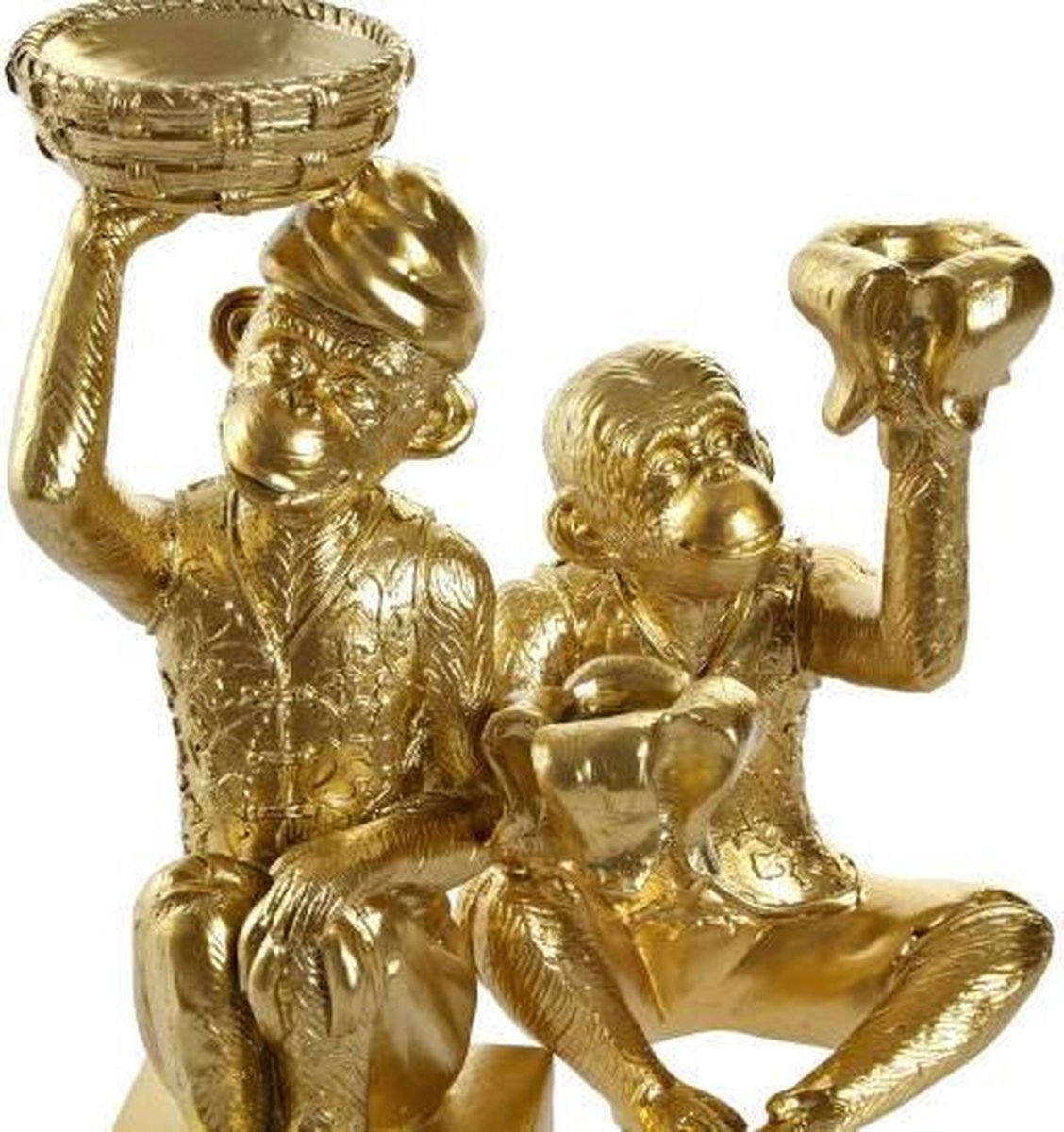 Kaarshouder DKD Home Decor Gouden Hars Aap (11 x 11 x 16.8 cm) (2 pcs)