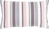 Hoyz | Happy Stripe Roze Grijs Kussen | 30 X 50 | Sierkussen Voor Woonkamer Of Slaapkamer