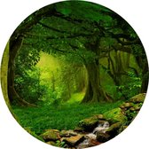 Celtic Tree - Wandcirkel Aluminium - Boslandschap met beekloop - rond 90cm - Groen - Pagan - Heidens - Magisch - Muurcirkel - Wanddeco - Dibond