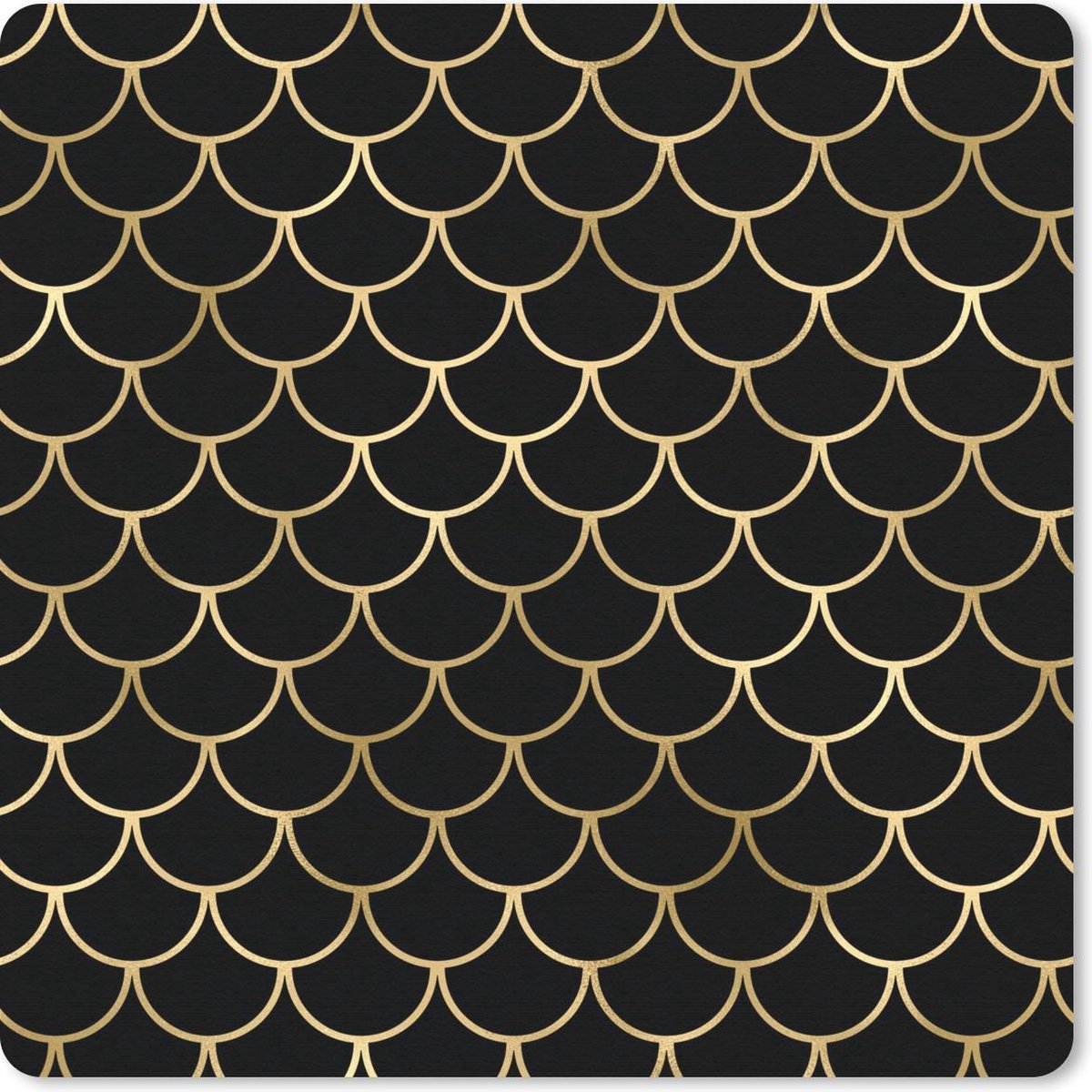 Muismat 20x20 cm - Mousepad Patronen - Vis - Goud - Zwart - Muismatten