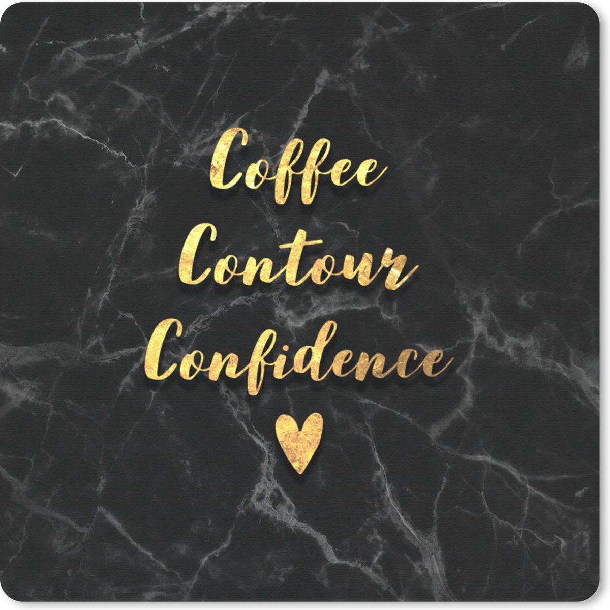 Muismat 30x30 cm - Mousepad Quote - Koffie - Goud - Marmer print - Muismatten