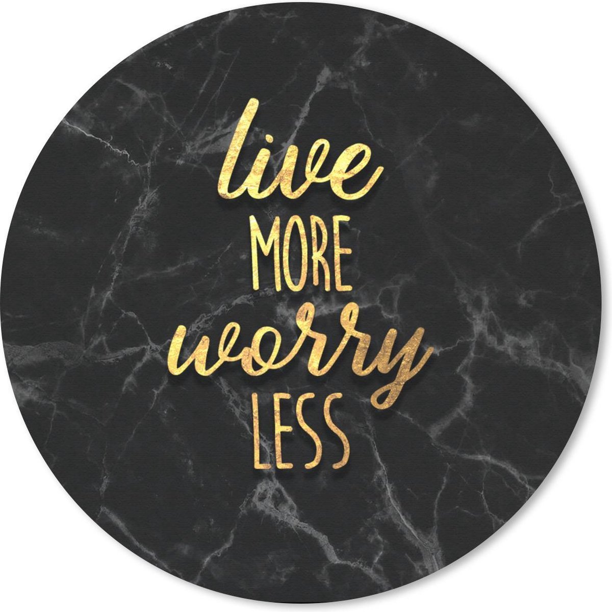 Muismat rond 20x20 cm - Mousepad Quote - Leven - Goud - Zwart - Ronde muismatten