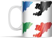 Mok - de kaart van Kirgistan in vier kleuren - 350 ml - Beker