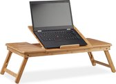 laptoptafel bamboe - verstelbaar - 5 hellingshoeken - lade - voor bank en bed