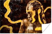 Poster Vrouw - Zwart - Goud - 90x60 cm