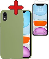 Hoesje Geschikt voor iPhone XR Hoesje Siliconen Case Hoes Met Screenprotector - Hoes Geschikt voor iPhone XR Hoes Cover Case - Groen