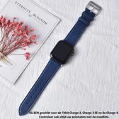 Donker Blauw kunst Lederen horloge Band geschikt voor Apple Watch 1, 2, 3, 4, 5, 6, 7, 8, SE & Nike+, 38mm & 40mm "Vrouwenbreedte" Series – Maat: zie maatfoto - kunst Leer - Leder - Leren Smartwatchbandje - Dark Blue