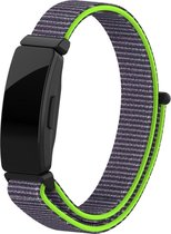 Nylon Smartwatch bandje - Geschikt voor Fitbit Inspire nylon bandje - groen - Strap-it Horlogeband / Polsband / Armband