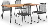 Medina 5-delige Tuinset massief acaciahout en poly rattan