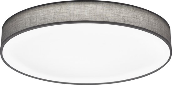 LED Plafondlamp - Plafondverlichting - Torna Lanago - 60W - Aanpasbare Kleur - Afstandsbediening - Dimbaar - Rond - Mat Grijs - Textiel