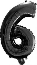 folieballon Cijfer 6 16 cm zwart
