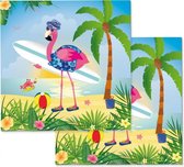 servetten Flamingo 33 cm papier blauw/groen 20 stuks