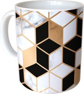 Mok Wit - Black-white-gold Marble - 300ml