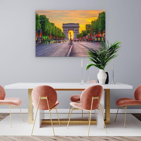 Artaza Toile Peinture Arc De Triomphe A Paris De La Rue - 90x60 - Tableau Sur Toile - Impression Sur Toile