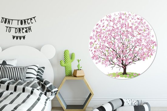 WallCircle - Peinture - Arbre Fleuri - Multicolore - 140 X 140 Cm