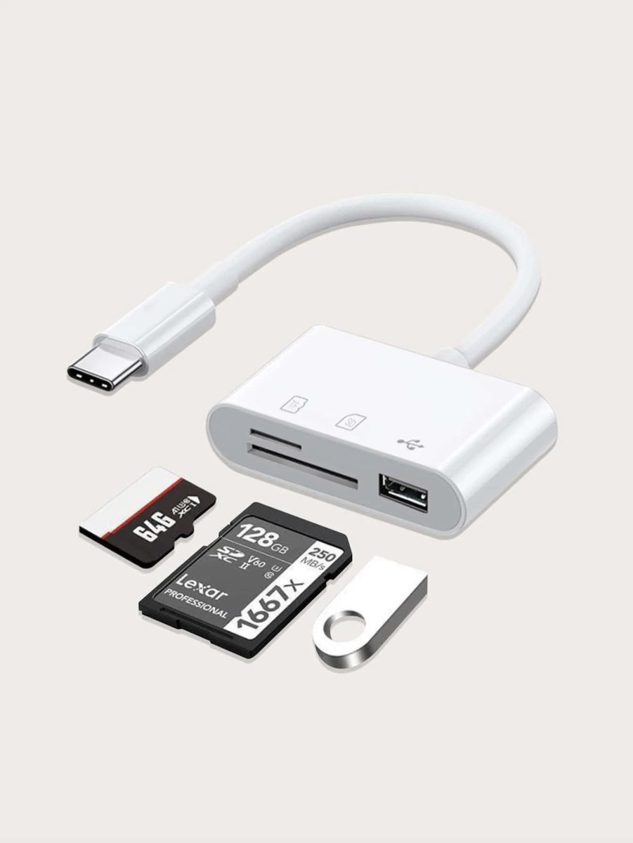 3-in-1 USB-C / Type-C naar USB 3.0 + Micro SD HUB - adapterkaartlezer voor Tablet, Smartphone, PC - Geschikt voor MacBook- Geschikt voor Surface Pro