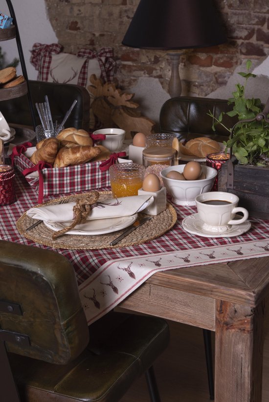 Clayre & Eef Serviettes Coton set de 6 40x40 cm Beige Marron Coton Cerf