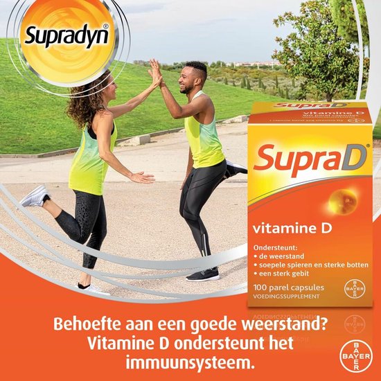 Supra D, vitamine D voor sterke botten en spieren, 100 parelcapsules