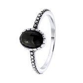 Lucardi Dames Ring met Gemstone black onyx - Ring - Cadeau - Echt Zilver - Zilverkleurig