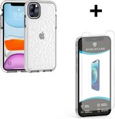 ShieldCase You're A Diamond geschikt voor Apple iPhone 12 / 12 Pro - 6.1 inch hoesje - wit + glazen Screen Protector