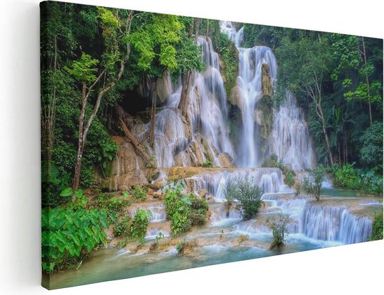 Artaza Peinture Sur Toile Cascade Dans La Nature Tropicale - 60x30 - Photo Sur Toile - Impression Sur Toile
