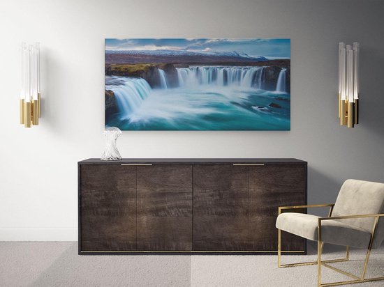 Artaza - Peinture Sur Toile - Chutes d'eau Dans L' Water Blauw Vert - 100x50 - Groot - Photo Sur Toile - Impression Sur Toile