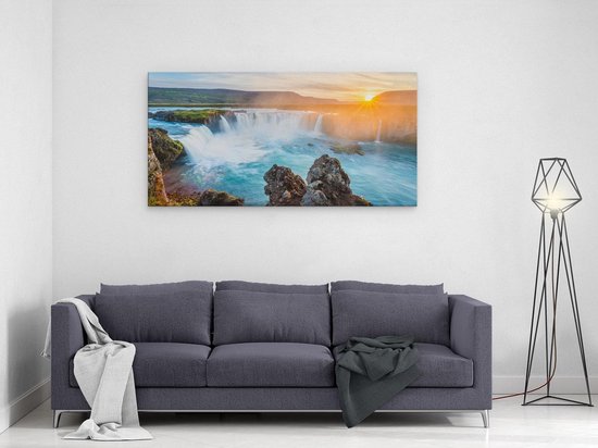 Artaza - Peinture sur toile - Chutes d'eau au coucher du soleil - 120 x 60 - Groot - Photo sur toile - Impression sur toile