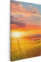 Artaza Peinture sur toile Lever de soleil sur le champ de maïs - 60 x 90 - Photo sur toile - Impression sur toile