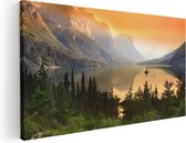 Artaza Canvas Schilderij Bergen Met Een Meer In Nationaal Park Glacier - 100x50 - Groot - Foto Op Canvas - Canvas Print