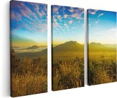 Artaza - Triptyque de peinture sur toile - Montagnes avec brouillard en Thaïlande - 120x80 - Photo sur toile - Impression sur toile