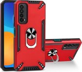 Voor Huawei Y7a PC + TPU-beschermhoes met 360 graden draaibare ringhouder (rood)