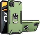 Voor Xiaomi Poco C3 PC + TPU-beschermhoes met 360 graden draaibare ringhouder (donkergroen)