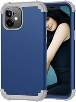 3 in 1 schokbestendige pc + siliconen beschermhoes voor iPhone 12 mini (marineblauw + grijs)