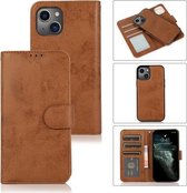 Retro 2-in-1 afneembare horizontale leren flip-case met kaartsleuven en portemonnee voor iPhone 13 Mini (bruin)